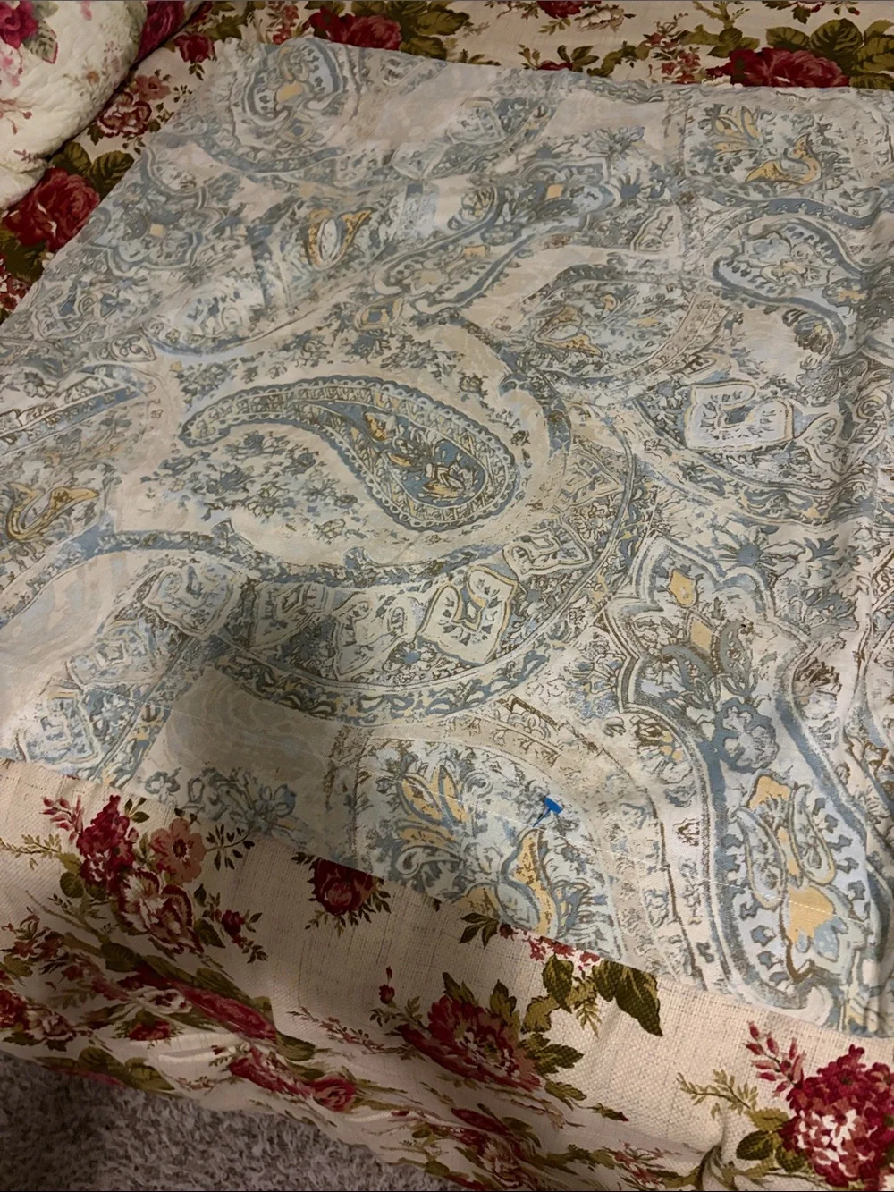 Pottery Barn Light Blue and Cream Paisley Pillow Sham set of 2